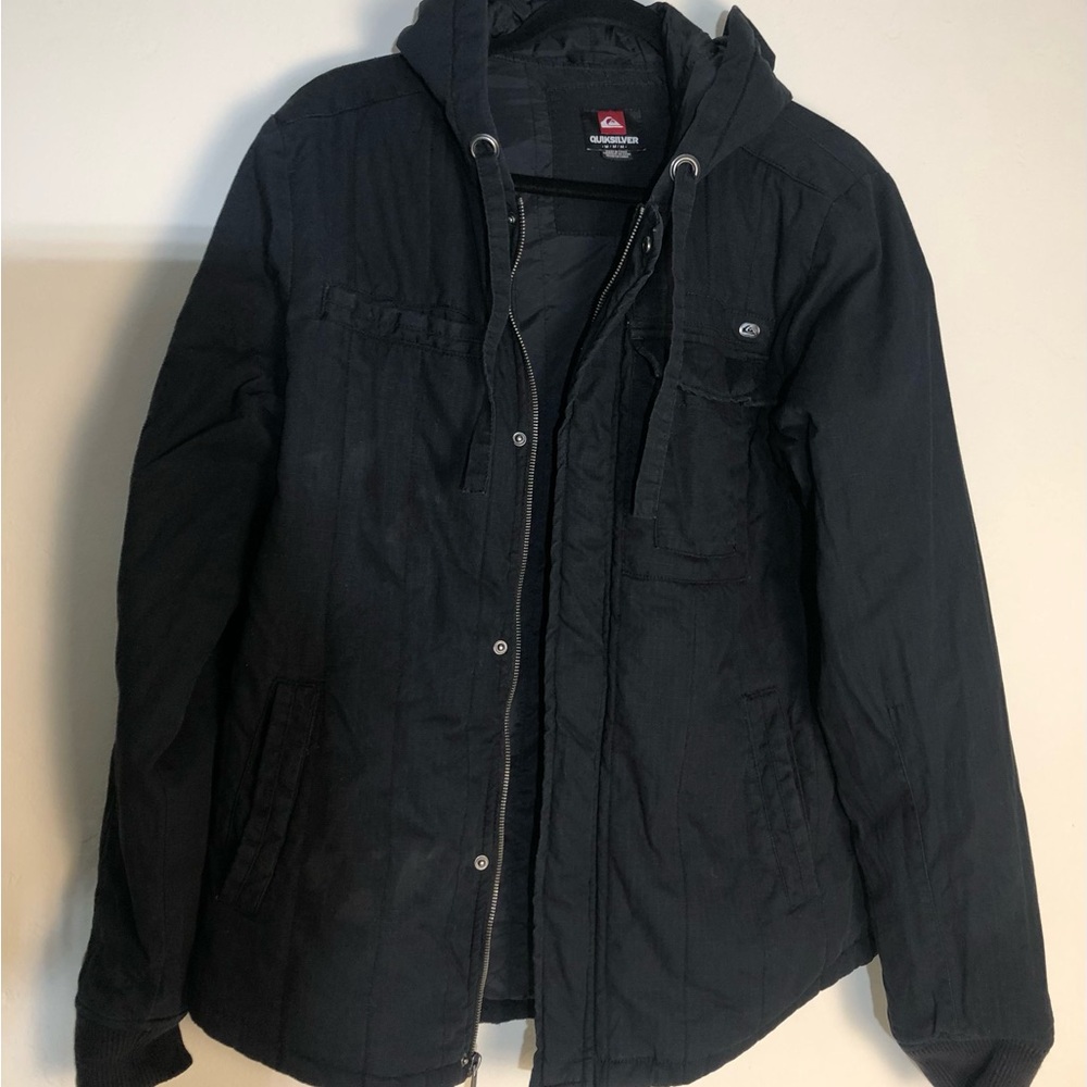QUICKSILVER SK8 Mens Winter Work Coat SZ M Jacket Y2K Full Zip Hooded Street